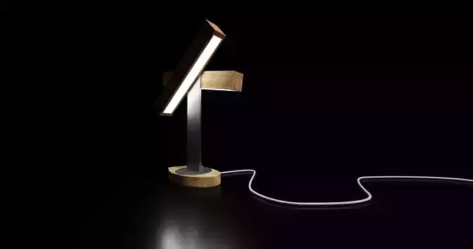 Lamp 3D model wooden table