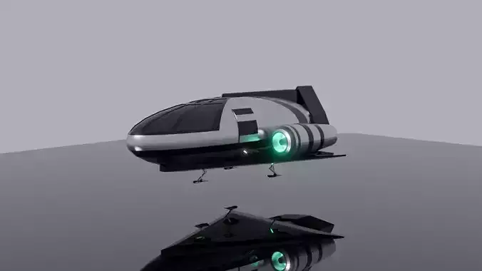 Futuristic Chrome sci-fi Spaceship Low-poly 3D model