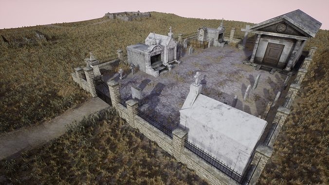 Graveyard And Cemetery Pack 1 unreal asset Low-poly 3D model