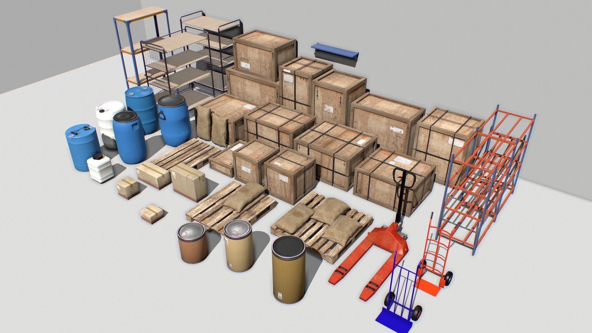 Warehouse Props Pack 1 unreal asset Low-poly 3D model_1