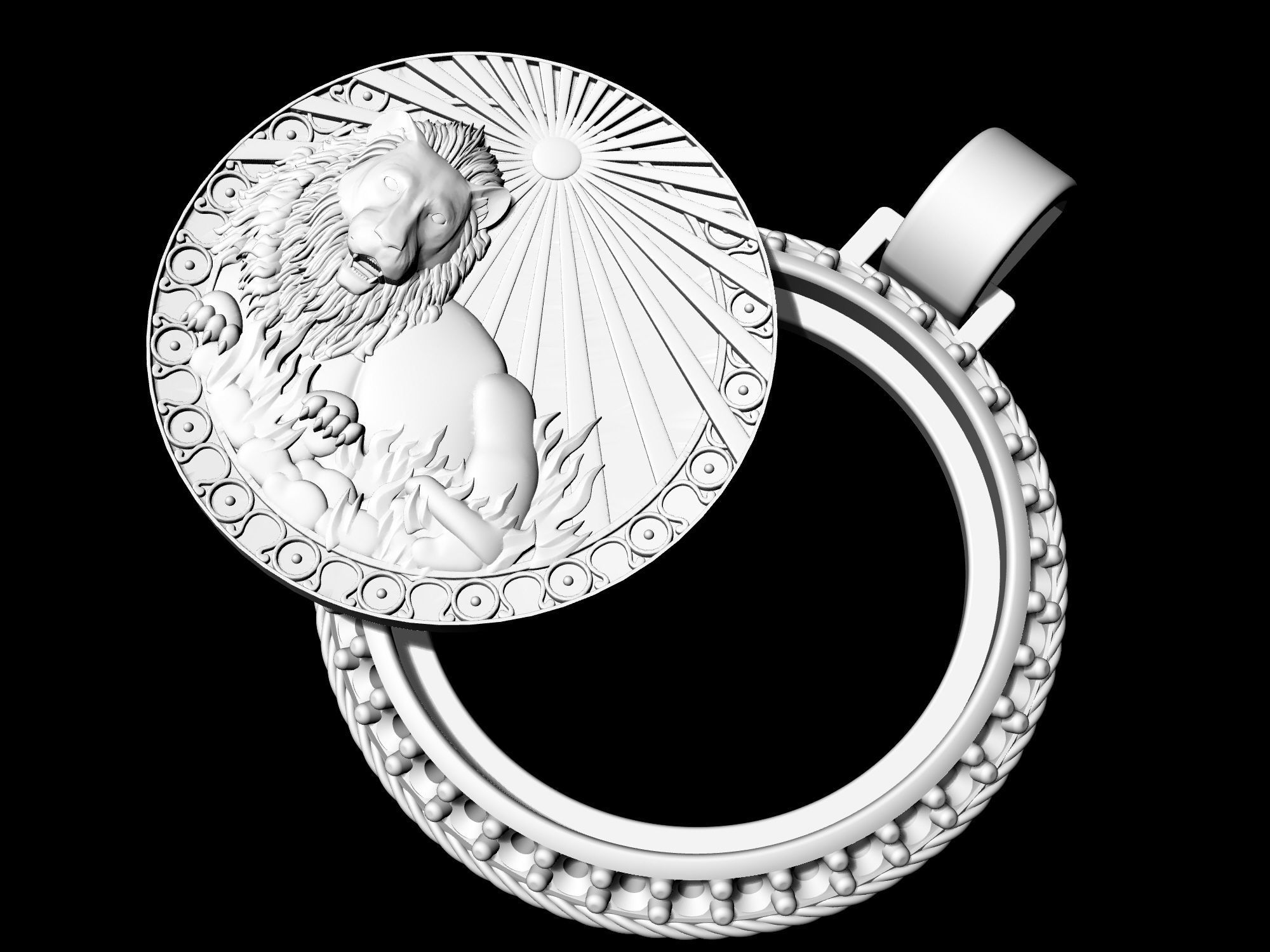 Leo-Zodiac pendant 3D print model_8