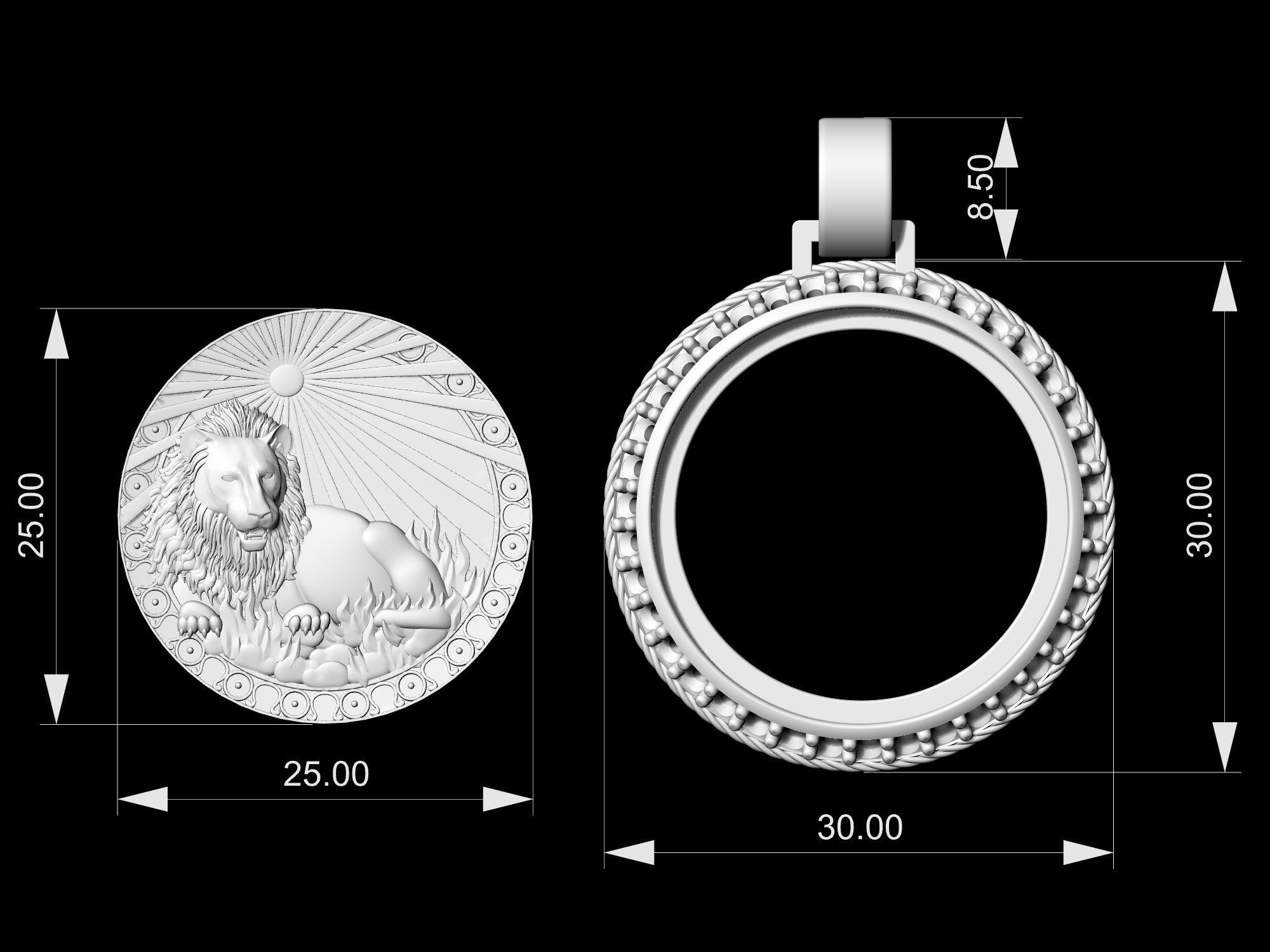 Leo-Zodiac pendant 3D print model_11