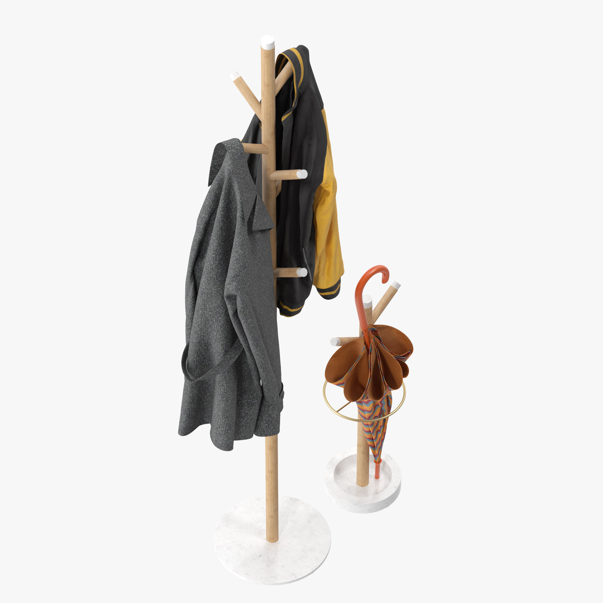 Grace Mango Wood Marble Coat Rack 3D model_9