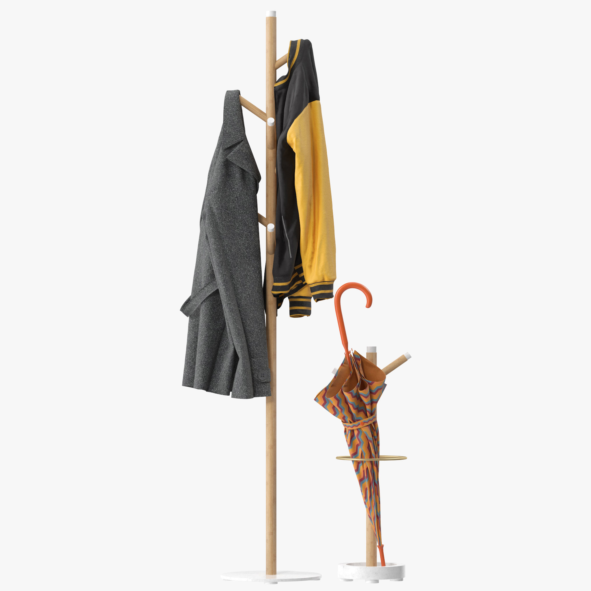 Grace Mango Wood Marble Coat Rack 3D model_4