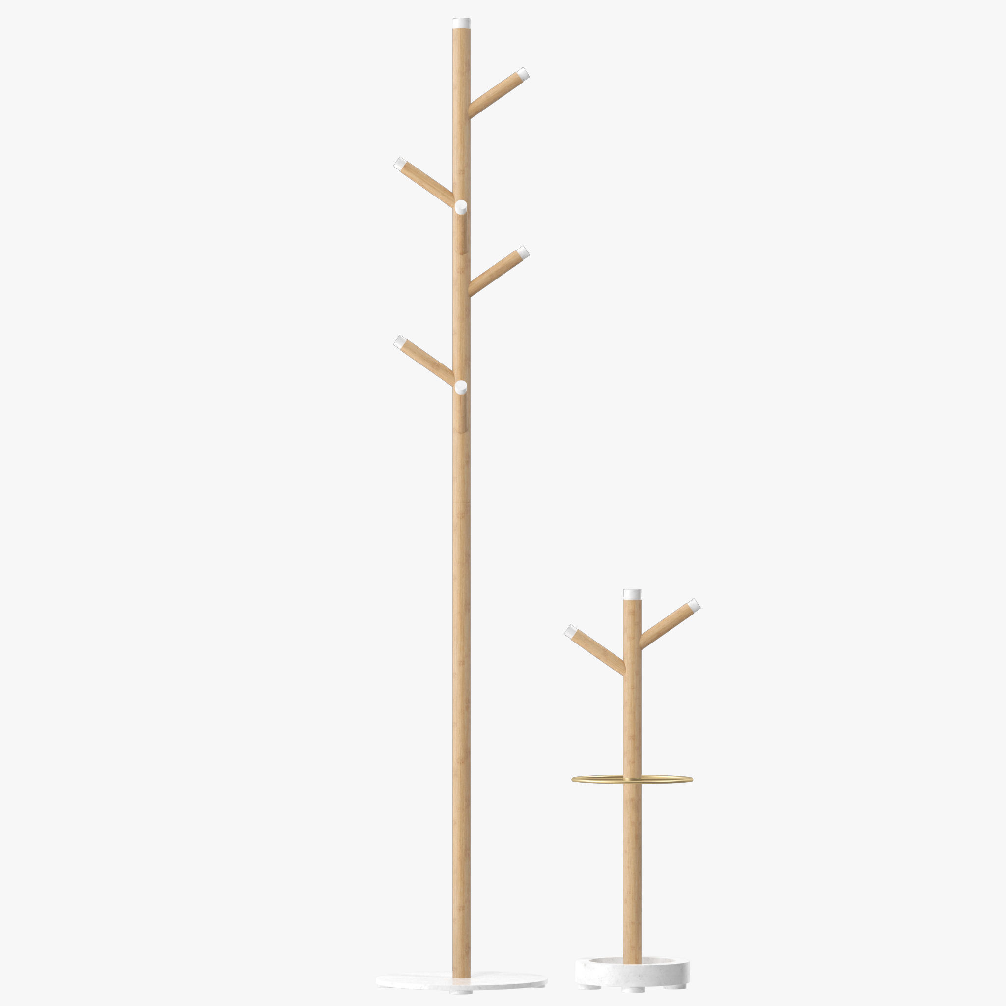 Grace Mango Wood Marble Coat Rack 3D model_12