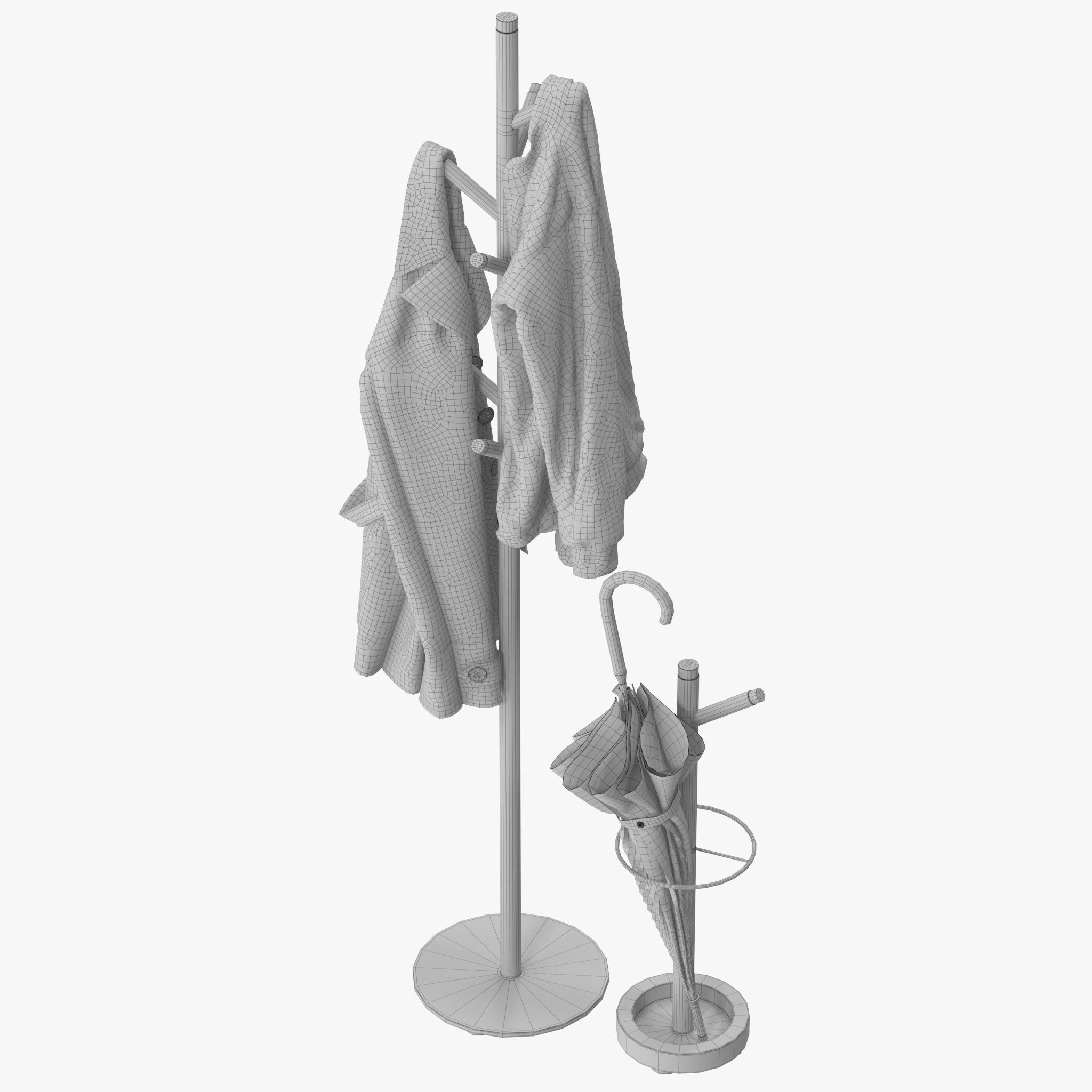 Grace Mango Wood Marble Coat Rack 3D model_17