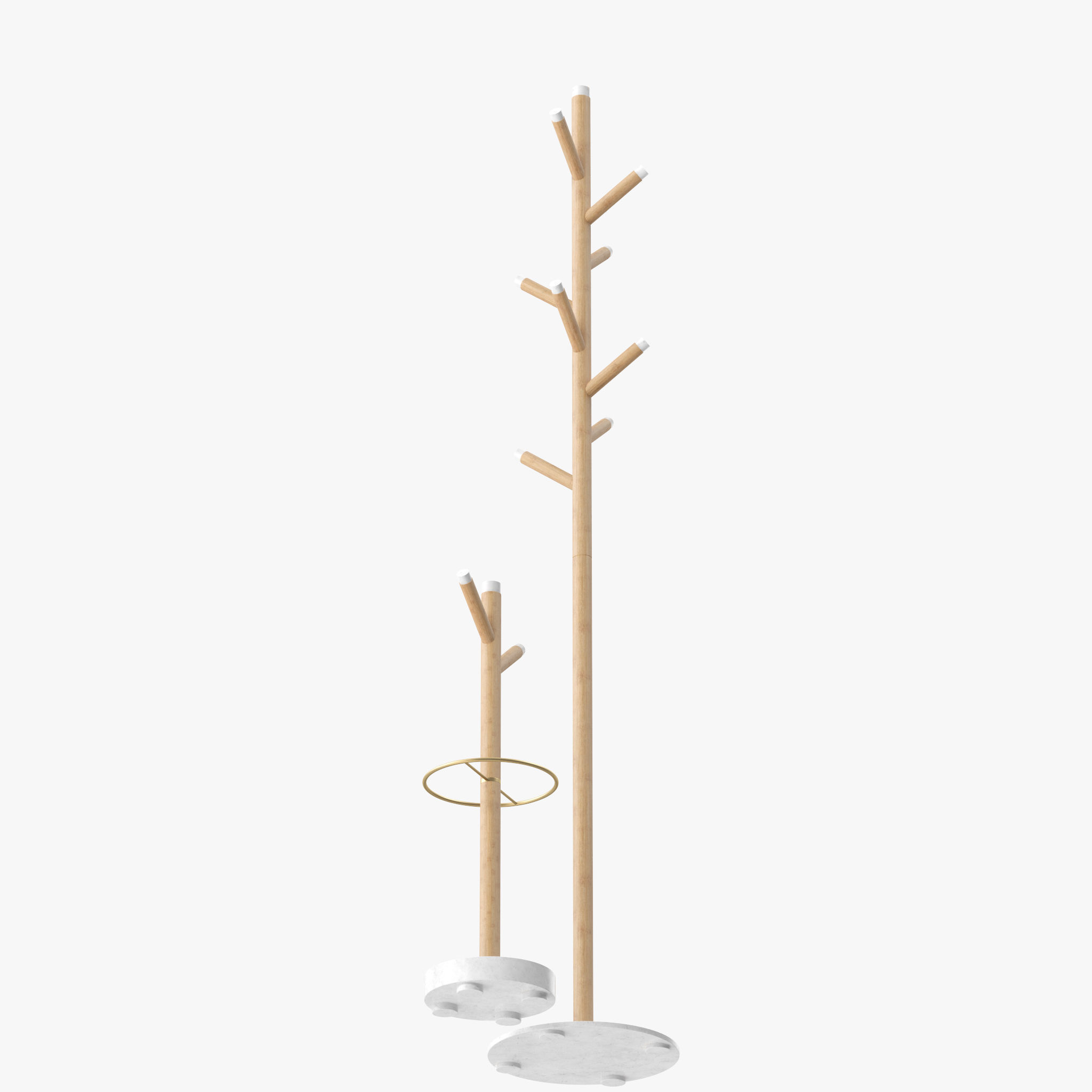 Grace Mango Wood Marble Coat Rack 3D model_11