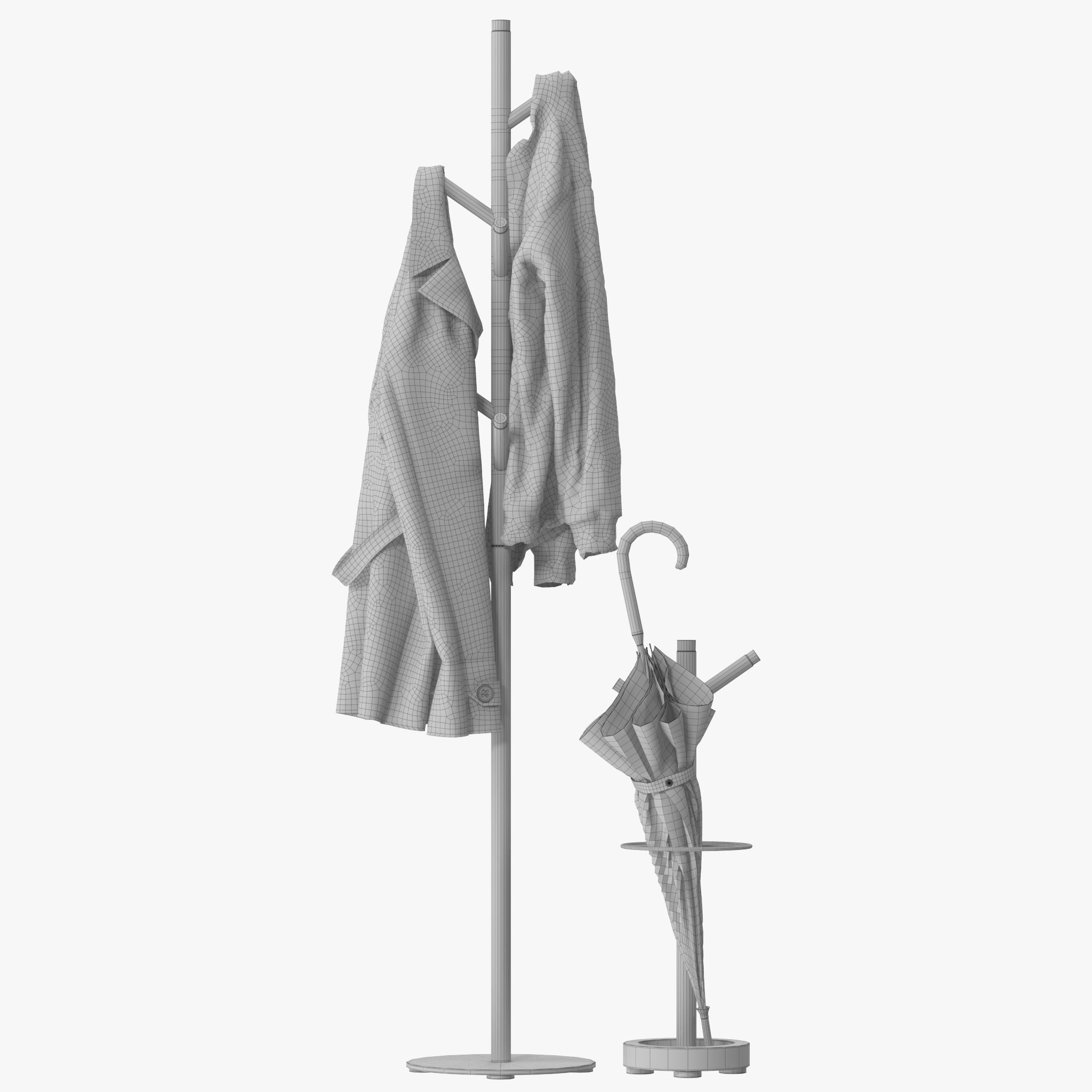 Grace Mango Wood Marble Coat Rack 3D model_15