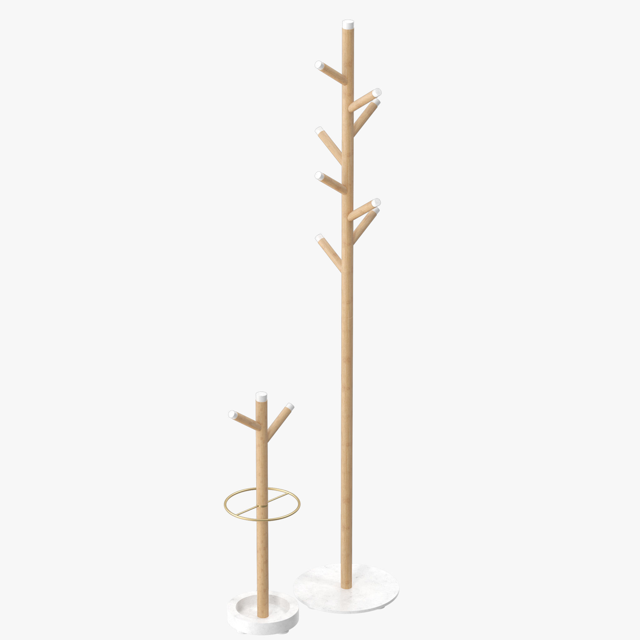 Grace Mango Wood Marble Coat Rack 3D model_13