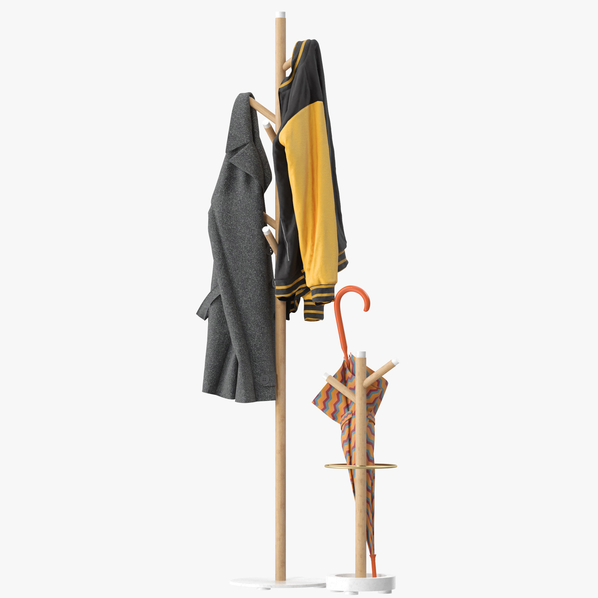 Grace Mango Wood Marble Coat Rack 3D model_6