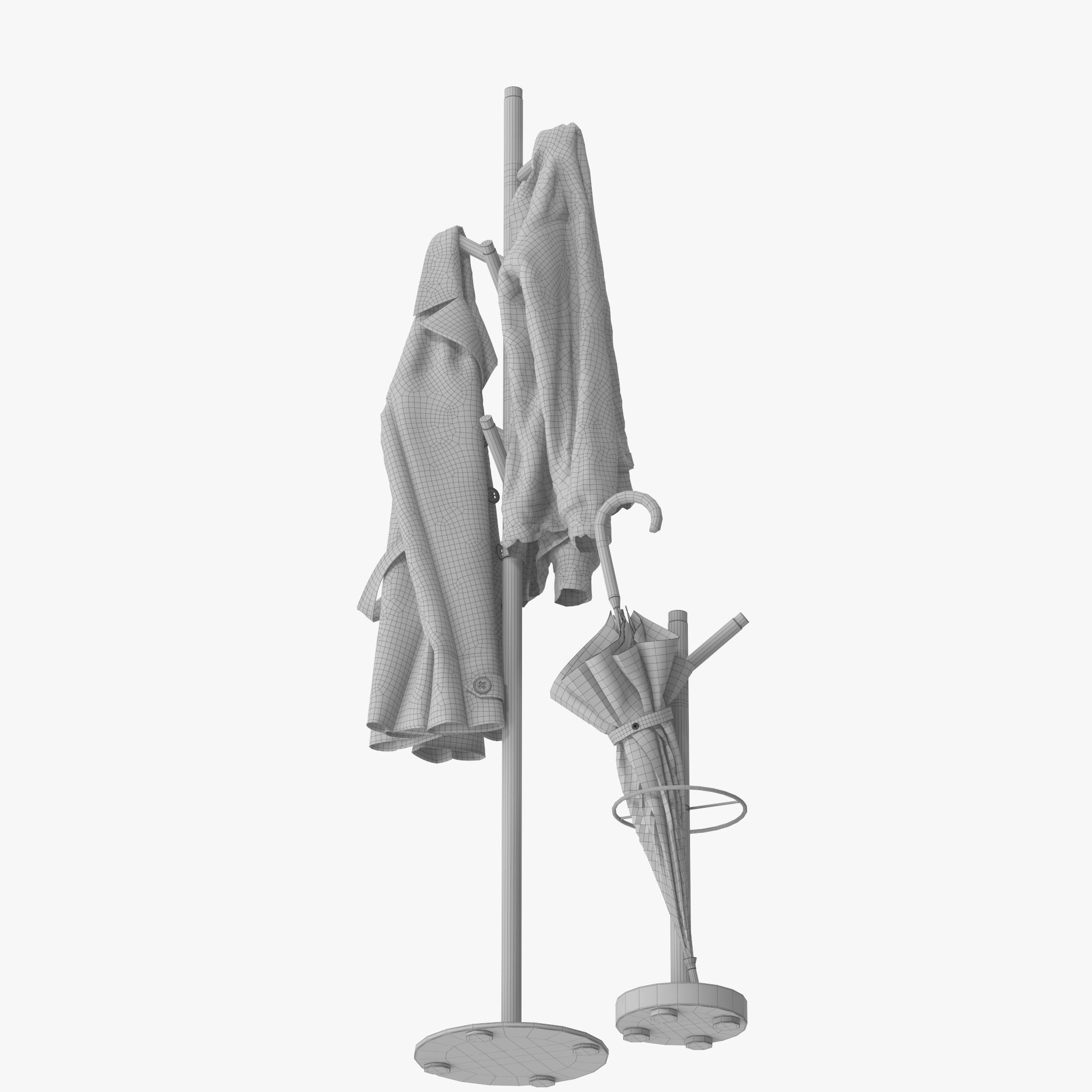 Grace Mango Wood Marble Coat Rack 3D model_16