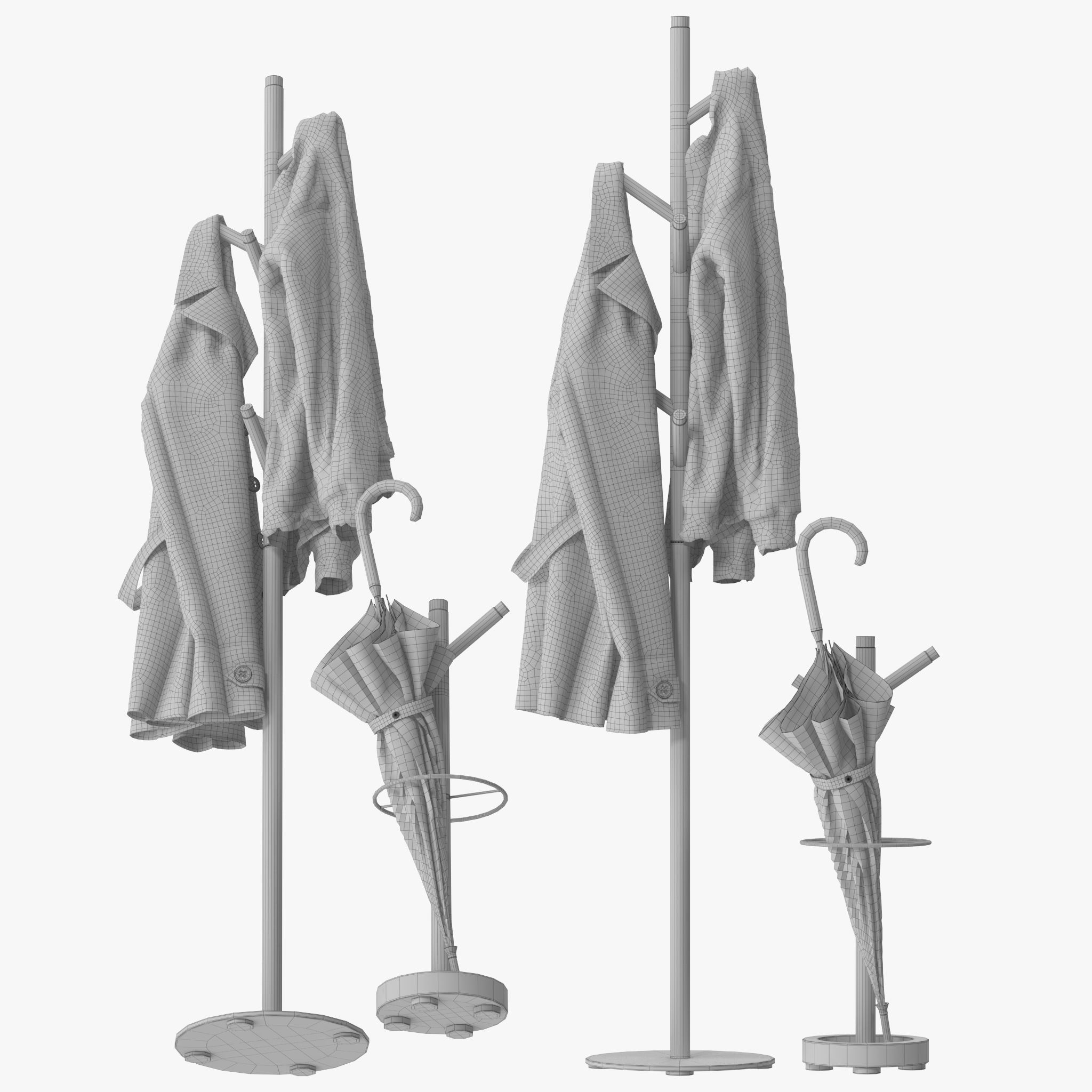 Grace Mango Wood Marble Coat Rack 3D model_14