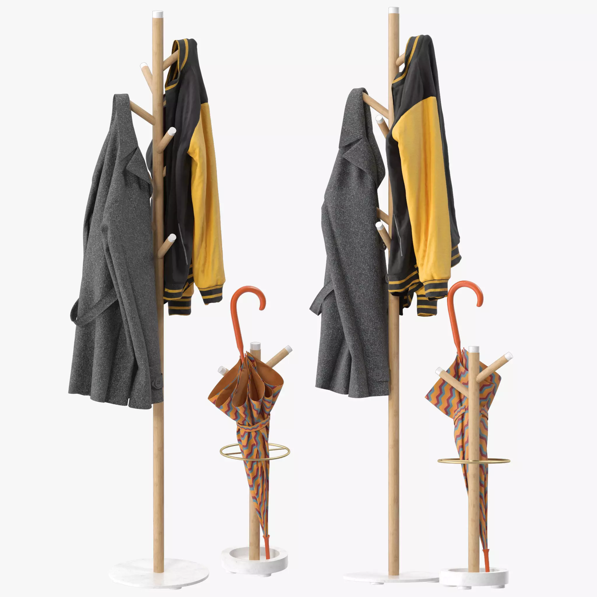 Grace Mango Wood Marble Coat Rack 3D model_0