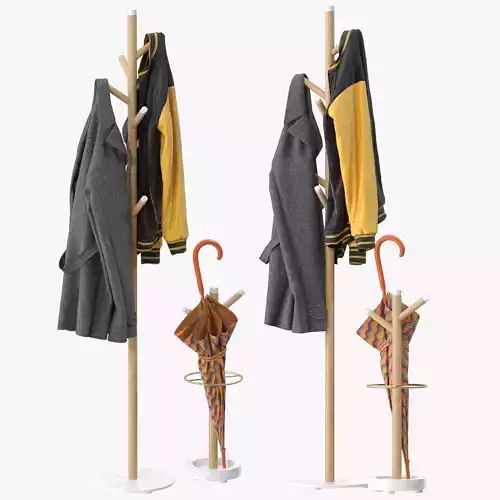 Grace Mango Wood  Marble Coat Rack 3D model