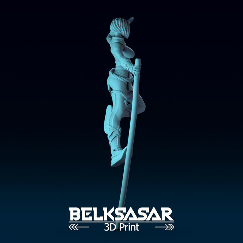 Monk Girl pose 1 Topless 3D print model_6
