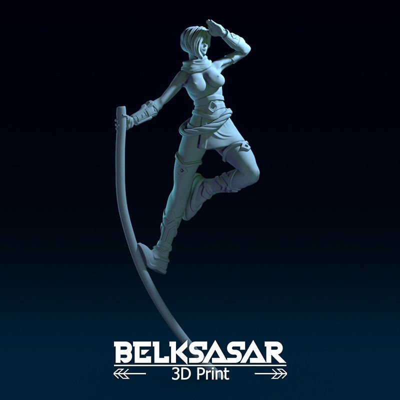 Monk Girl pose 1 Topless 3D print model_8
