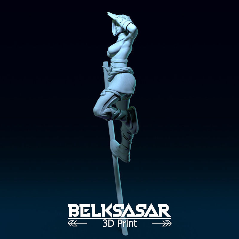 Monk Girl pose 1 Topless 3D print model_2