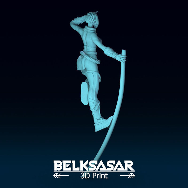 Monk Girl pose 1 Topless 3D print model_5