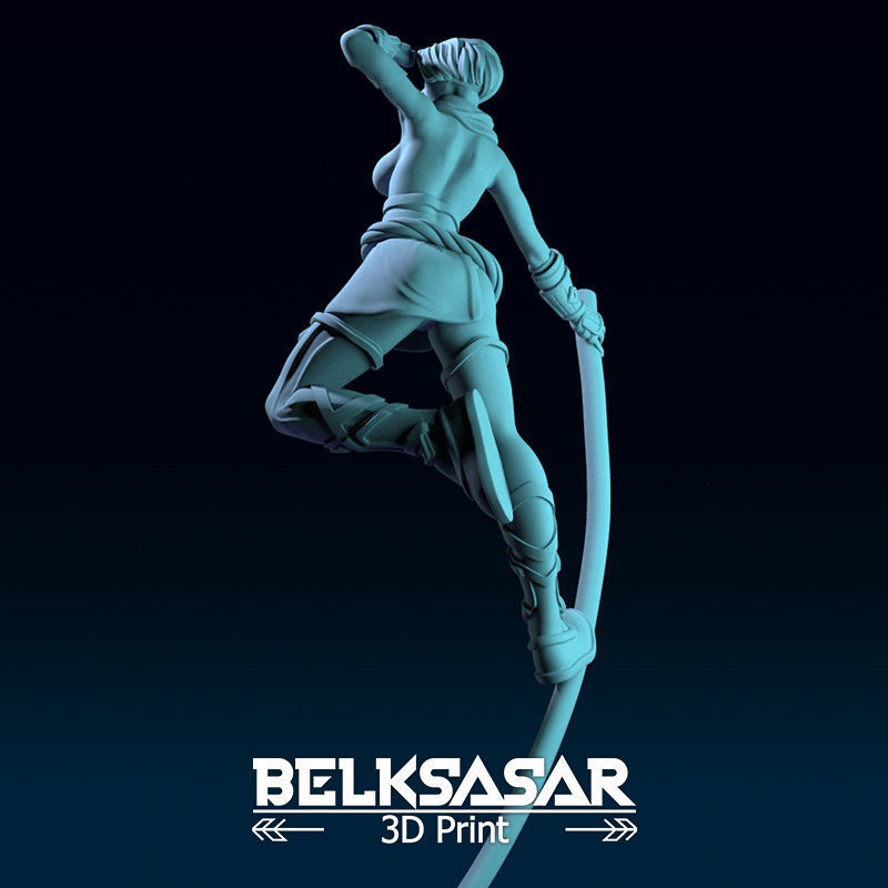 Monk Girl pose 1 Topless 3D print model_19