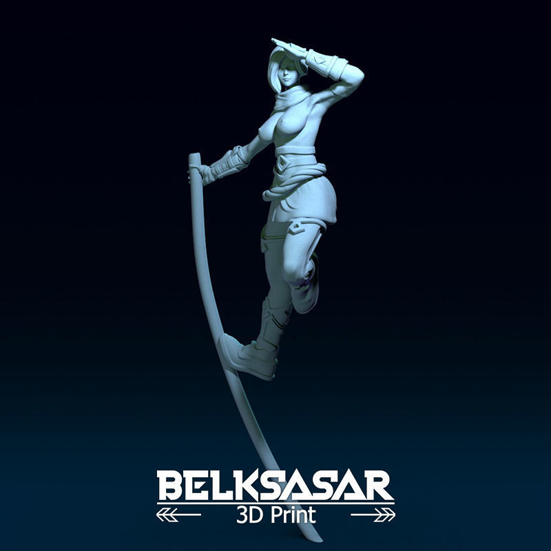 Monk Girl pose 1 Topless 3D print model_1