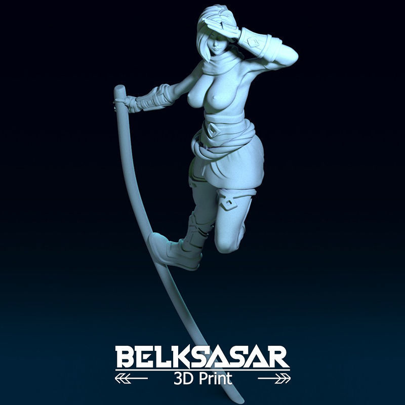 Monk Girl pose 1 Topless 3D print model_15
