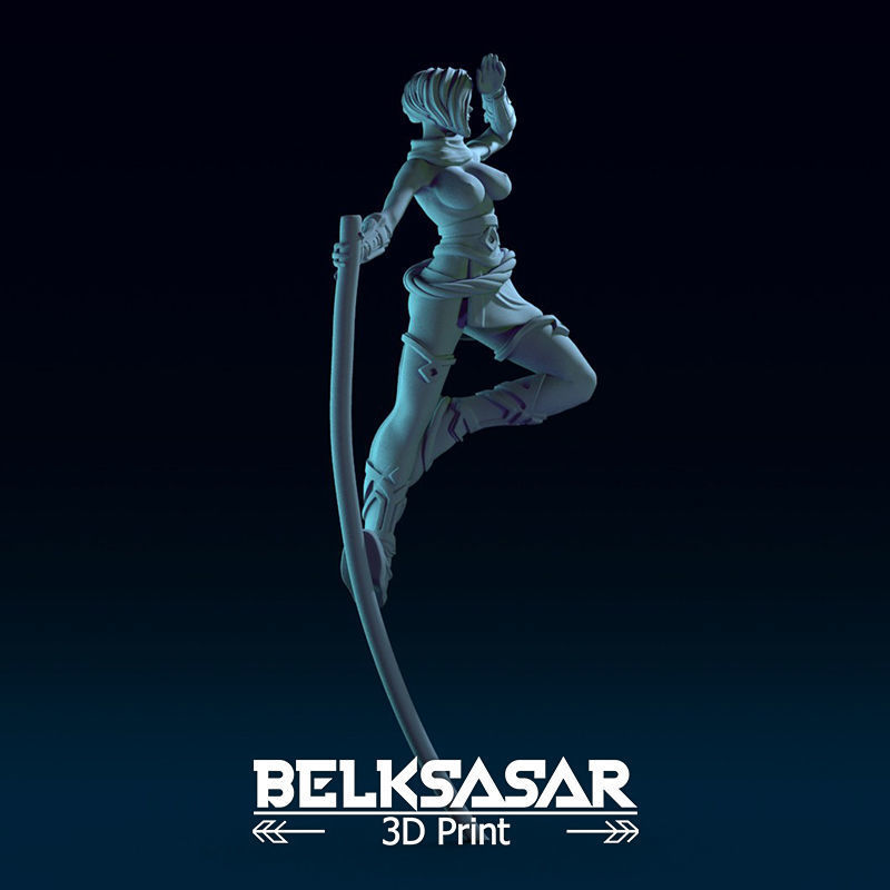Monk Girl pose 1 Topless 3D print model_7