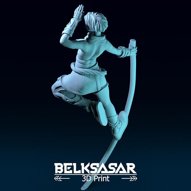 Monk Girl pose 1 Topless 3D print model_16
