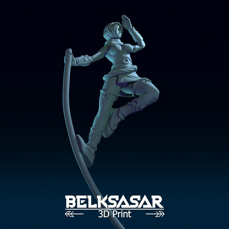 Monk Girl pose 1 Topless 3D print model_17