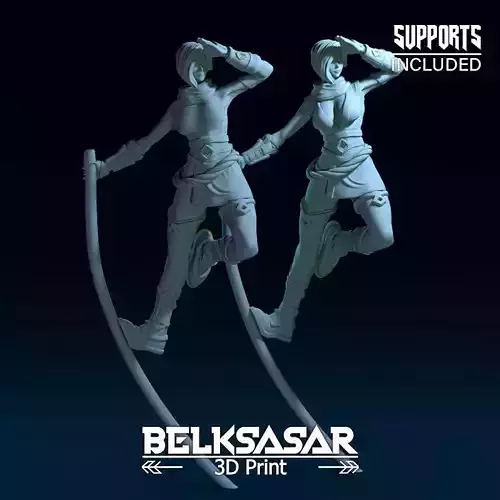 Monk Girl pose 1 Normal and Topless