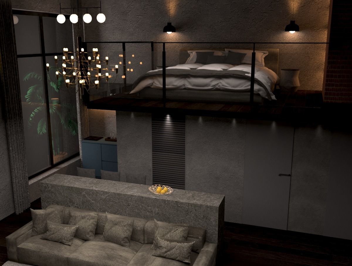 Modern Loft interior 3D model  3D model_2