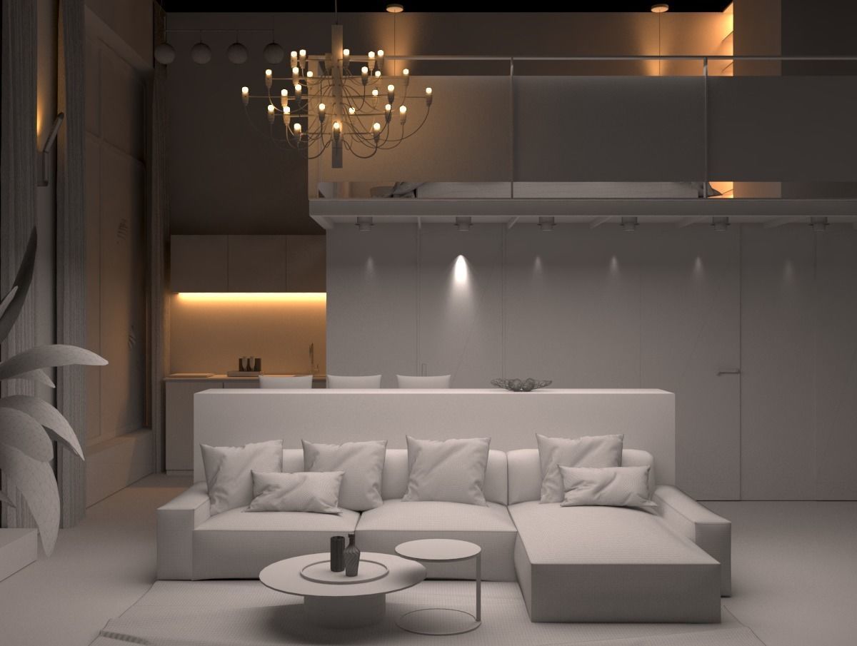Modern Loft interior 3D model  3D model_3