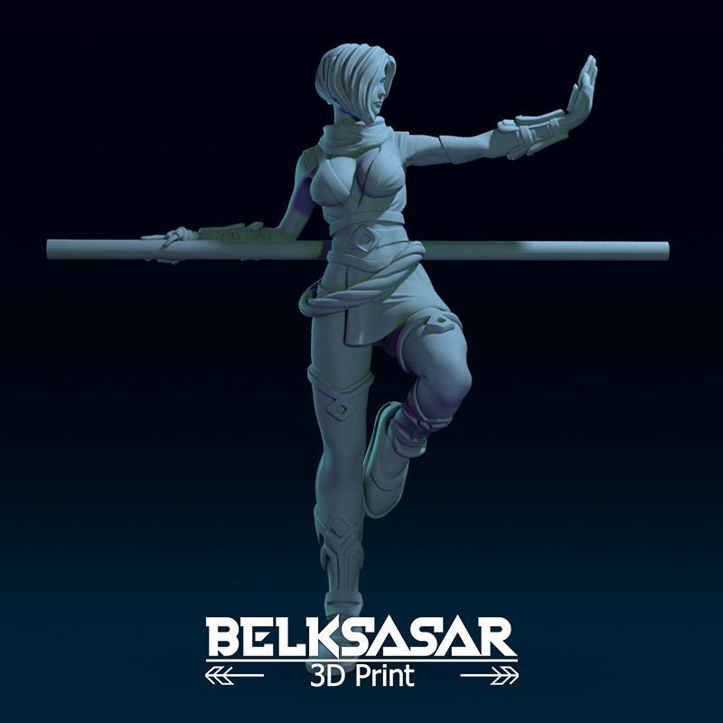 Monk Girl pose 2 Normal and Topless 3D print model_16