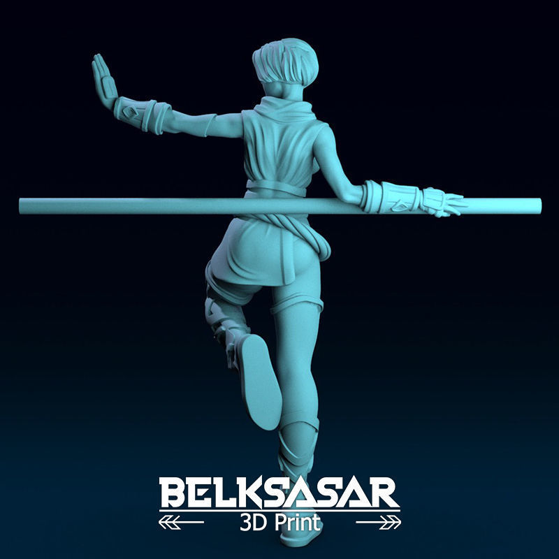 Monk Girl pose 2 Normal and Topless 3D print model_10