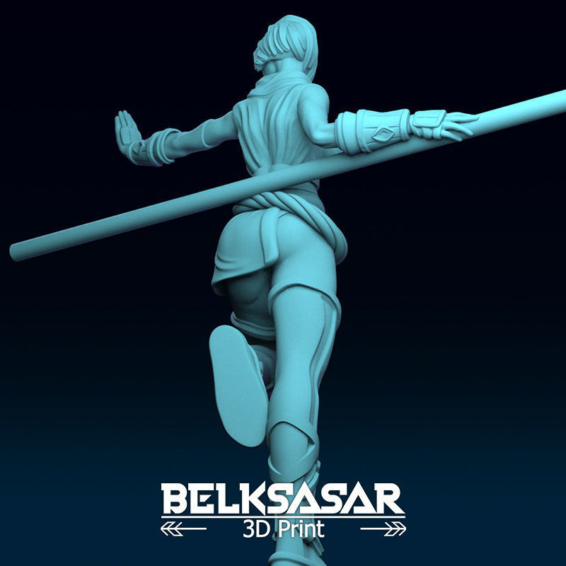 Monk Girl pose 2 Normal and Topless 3D print model_39