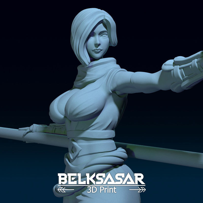 Monk Girl pose 2 Normal and Topless 3D print model_18
