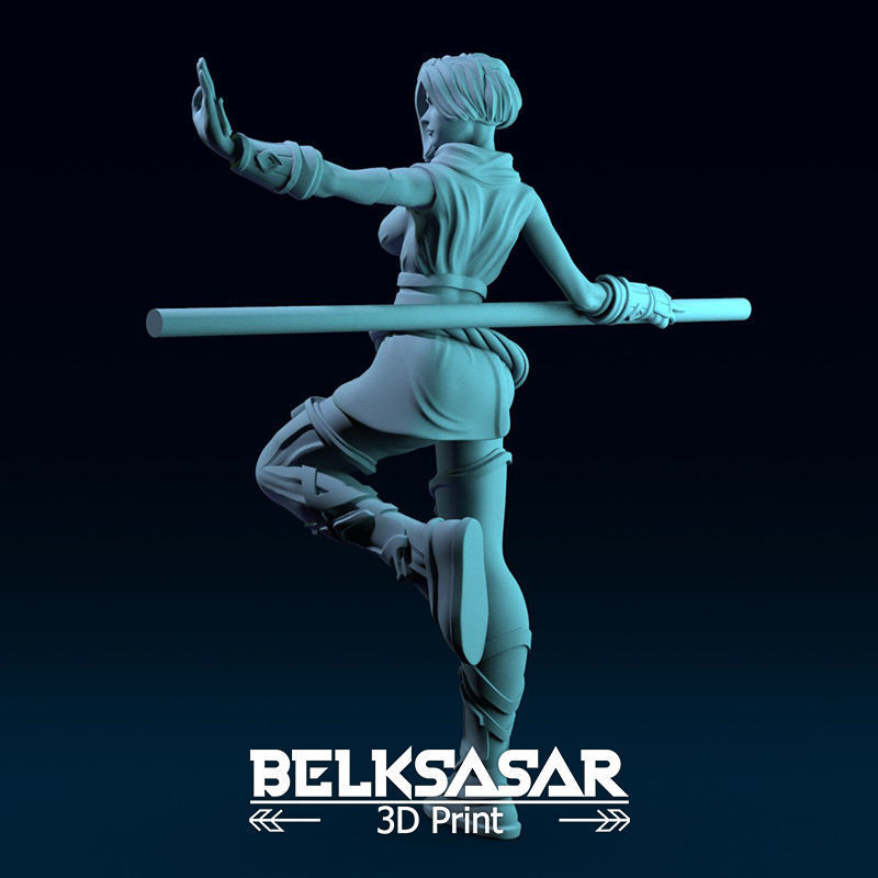 Monk Girl pose 2 Normal and Topless 3D print model_8