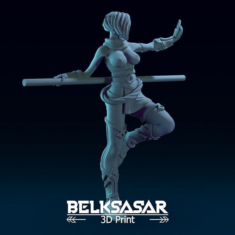 Monk Girl pose 2 Normal and Topless 3D print model_15
