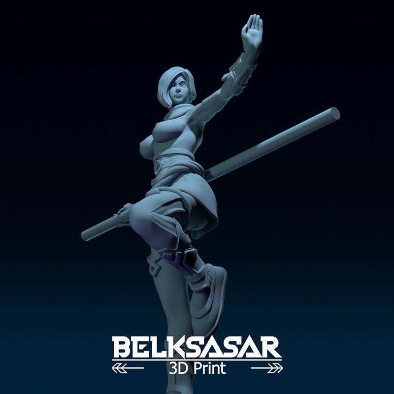 Monk Girl pose 2 Normal and Topless 3D print model_36