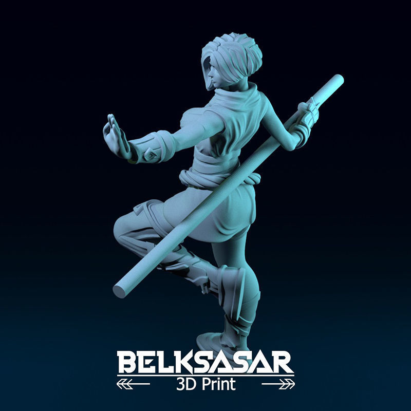 Monk Girl pose 2 Normal and Topless 3D print model_33