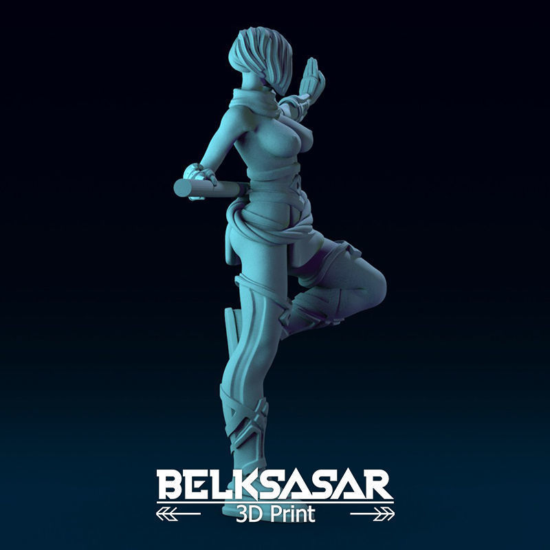 Monk Girl pose 2 Normal and Topless 3D print model_13
