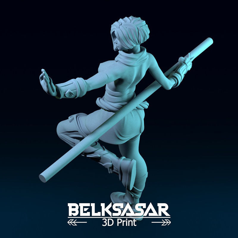 Monk Girl pose 2 Normal and Topless 3D print model_32