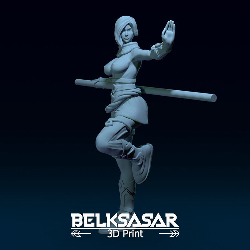 Monk Girl pose 2 Normal and Topless 3D print model_3