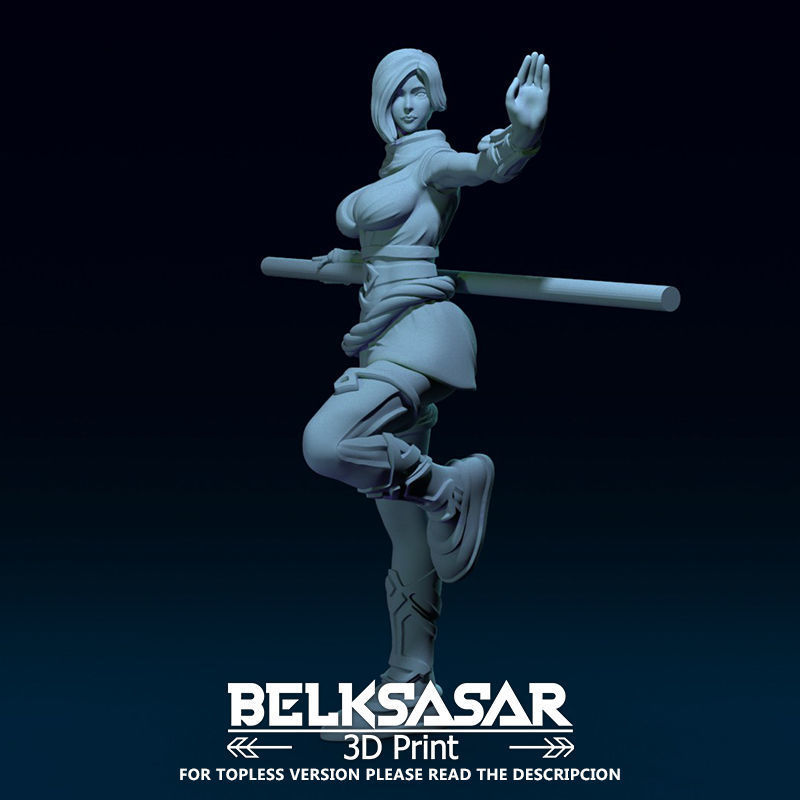 Monk Girl pose 2 Normal and Topless 3D print model_40