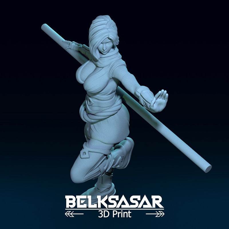 Monk Girl pose 2 Normal and Topless 3D print model_29