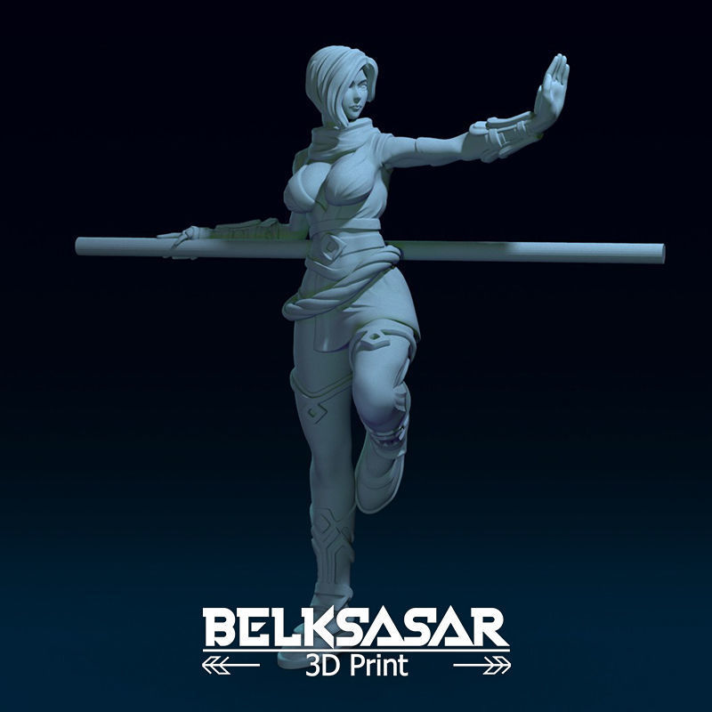Monk Girl pose 2 Normal and Topless 3D print model_2
