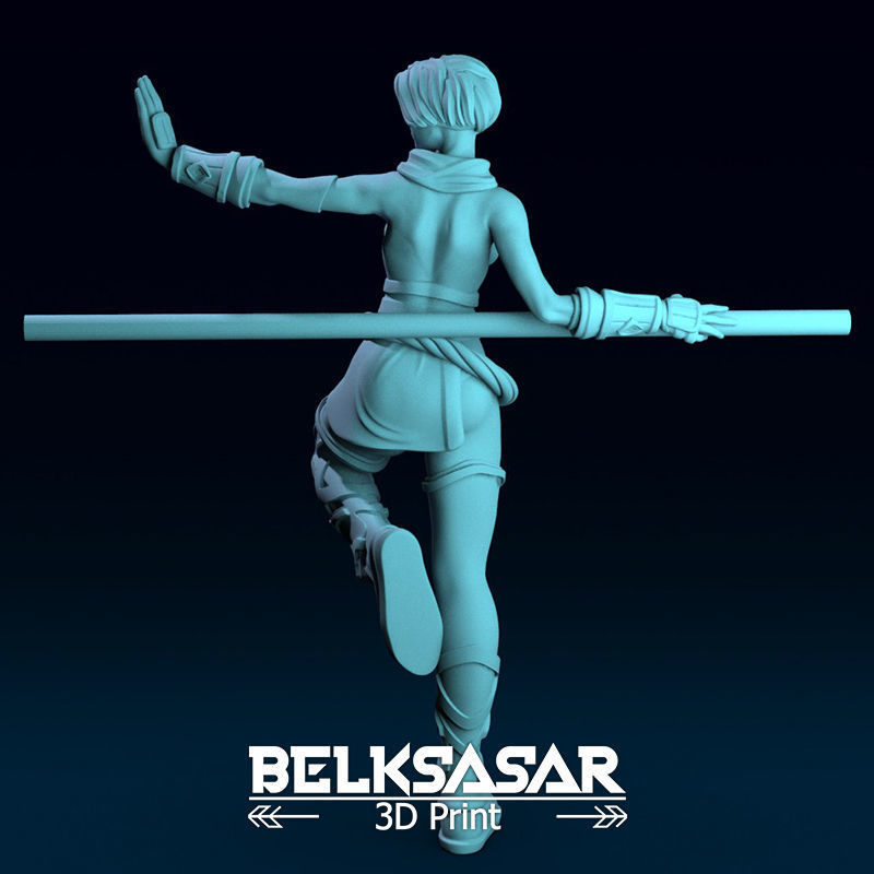 Monk Girl pose 2 Normal and Topless 3D print model_9