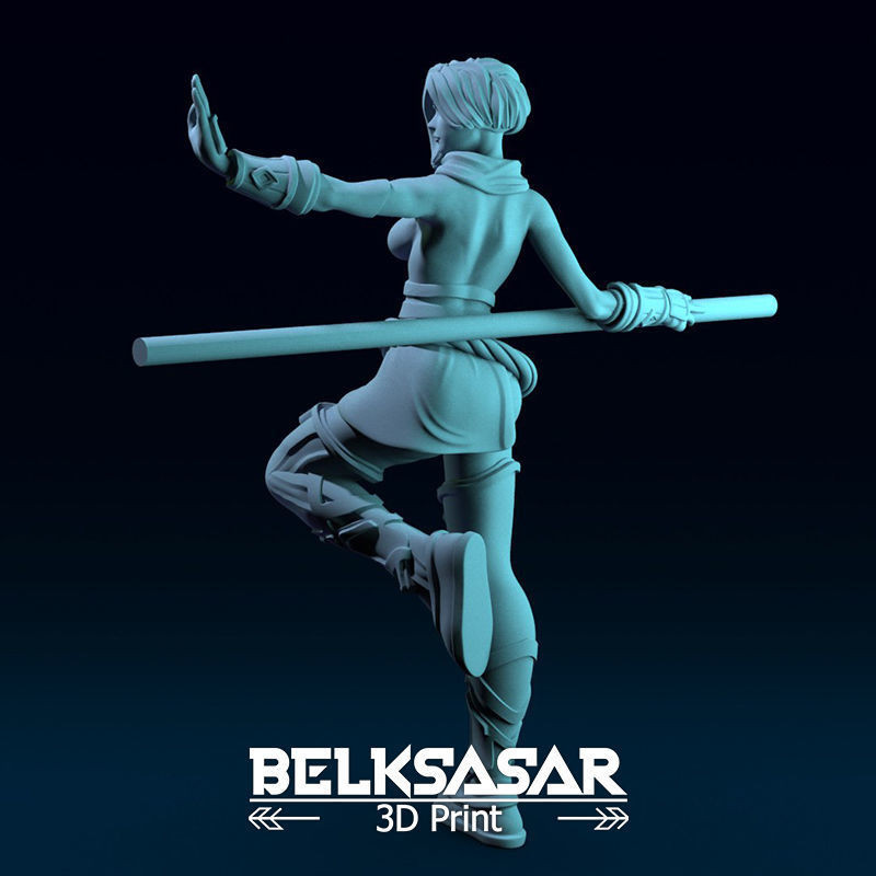 Monk Girl pose 2 Normal and Topless 3D print model_7