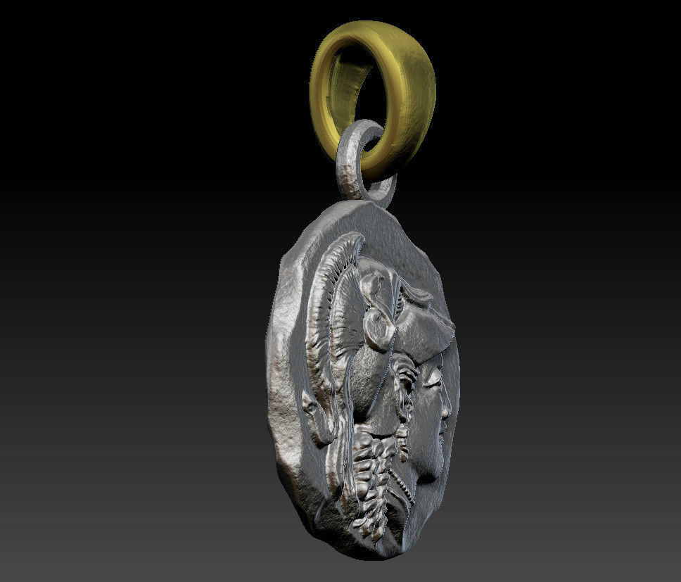 Pendant Coin Atenea 3D print model_4