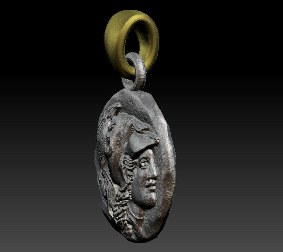 Pendant Coin Atenea 3D print model_2