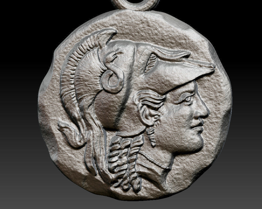 Pendant Coin Atenea 3D print model_1